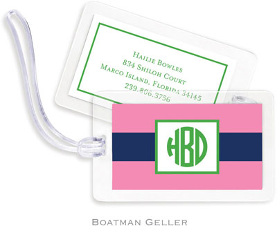 Boatman Geller Luggage/ID Tags - Rugby Navy & Pink