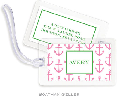 Boatman Geller Luggage/ID Tags - Anchors Pink