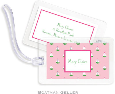 Boatman Geller Luggage/ID Tags - Little Sailboat Pink