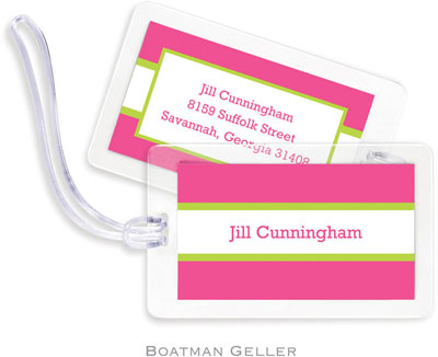 Boatman Geller Luggage/ID Tags - Stripe Raspberry & Lime Boatman Geller Luggage/ID Tags - Stripe Raspberry & Lime
