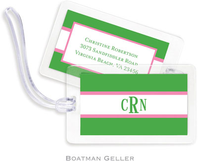 Boatman Geller Luggage/ID Tags - Stripe Kelly & Bubblegum Boatman Geller Luggage/ID Tags - Stripe Kelly & Bubblegum