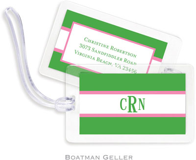 Boatman Geller Luggage/ID Tags - Stripe Kelly & Bubblegum