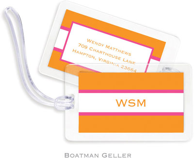 Boatman Geller Luggage/ID Tags - Stripe Tangerine & Raspberry Boatman Geller Luggage/ID Tags - Stripe Tangerine & Raspberry