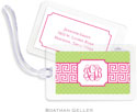 Boatman Geller Luggage/ID Tags - Greek Key Band Pink