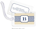 Boatman Geller Luggage/ID Tags - Greek Key Band Navy