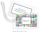 Boatman Geller Luggage/ID Tags - Madras Patch Blue