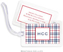 Boatman Geller Luggage/ID Tags - Miller Check Navy & Red