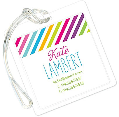 Luggage/ID Tags by Modern Posh - Pink Stripe Luggage/ID Tags by Modern Posh - Pink Stripe
