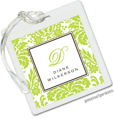 Luggage/ID Tags by PicMe Prints (Damask Chartreuse)