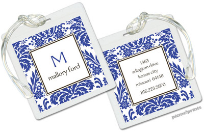 Luggage/ID Tags by PicMe Prints (Damask Cobalt)