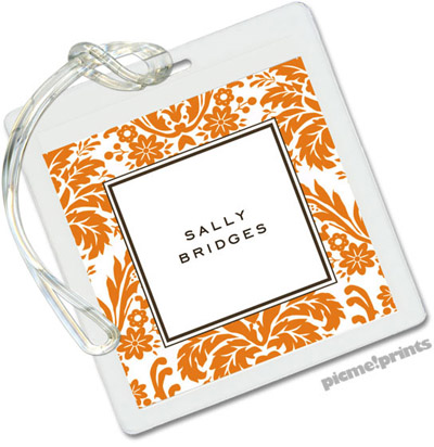 Luggage/ID Tags by PicMe Prints (Damask Tangerine) Luggage/ID Tags by PicMe Prints (Damask Tangerine)