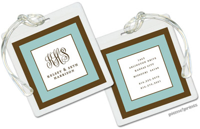 PicMe Prints - Luggage/ID Tags - Chocolate Border Robin's Egg (Square)