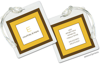 PicMe Prints - Luggage/ID Tags - Chocolate Border Mustard (Square)