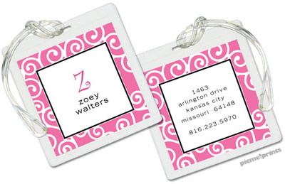 PicMe Prints - Luggage/ID Tags - Happy Scrolls Bubblegum (Square)