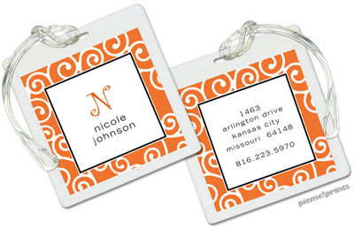 PicMe Prints - Luggage/ID Tags - Happy Scrolls Tangerine