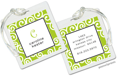 Luggage/ID Tags by PicMe Prints (Happy Scrolls Chartreuse - Square)