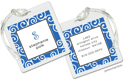 Luggage/ID Tags by PicMe Prints (Happy Scrolls Ocean - Square)