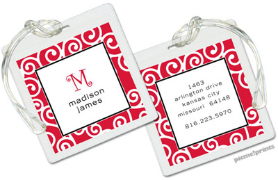 Luggage/ID Tags by PicMe Prints (Happy Scrolls Cherry - Square) Luggage/ID Tags by PicMe Prints (Happy Scrolls Cherry - Square)
