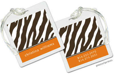 PicMe Prints - Luggage/ID Tags - Espresso Zebra Tangerine