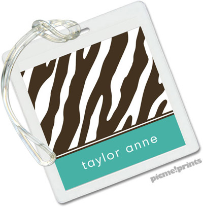 PicMe Prints - Luggage/ID Tags - Espresso Zebra Turquoise