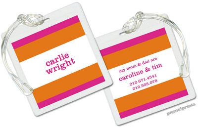Luggage/ID Tags by PicMe Prints (Bold Bands Hot Pink/Tangerine)