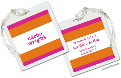 PicMe Prints - Luggage/ID Tags - Bold Bands Hot Pink/Tangerine