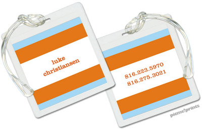 PicMe Prints - Luggage/ID Tags - Bold Bands Sky/Tangerine (Square)