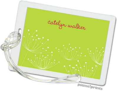 Luggage/ID Tags by PicMe Prints (Dandelions White on Chartreuse)