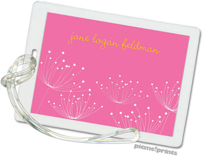 PicMe Prints - Luggage/ID Tags - Dandelions White on Bubblegum