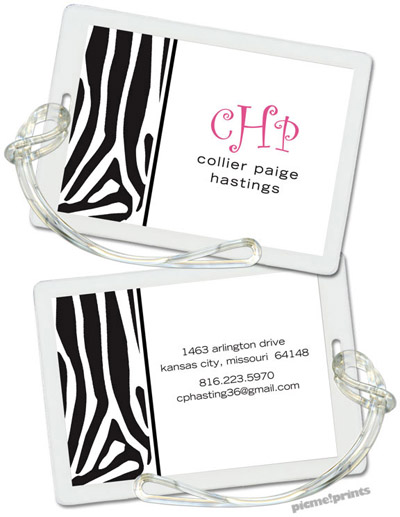 Luggage/ID Tags by PicMe Prints (Zany Zebra Black)