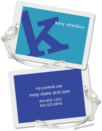 Luggage/ID Tags by PicMe Prints (Alphabet Cobalt on Peacock) Luggage/ID Tags by PicMe Prints (Alphabet Cobalt on Peacock)