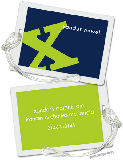 Luggage/ID Tags by PicMe Prints (Alphabet Chartreuse on Navy) Luggage/ID Tags by PicMe Prints (Alphabet Chartreuse on Navy)