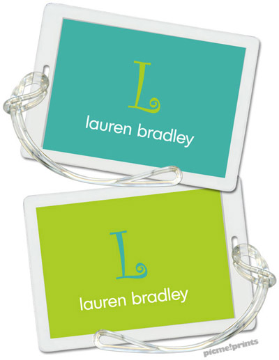 Luggage/ID Tags by PicMe Prints (Solid Turquoise/Chartreuse)
