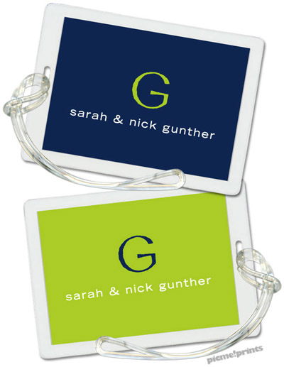 Luggage/ID Tags by PicMe Prints (Solid Navy/Chartreuse)