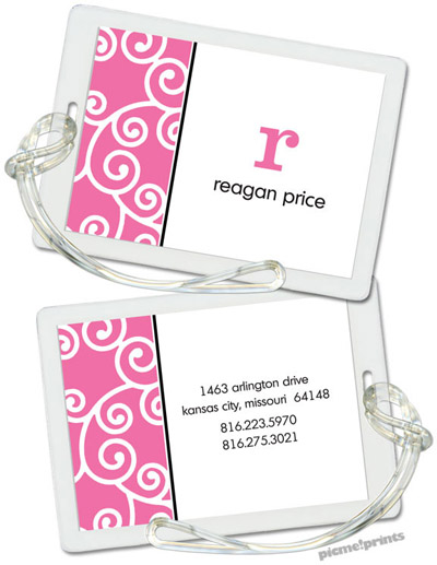 PicMe Prints - Luggage/ID Tags - Happy Scrolls Bubblegum (Rectangle)