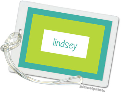 Luggage/ID Tags by PicMe Prints (Bold Bands Turquoise/Chartreuse - Rectangle)