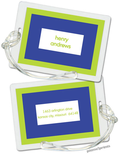 Luggage/ID Tags by PicMe Prints (Bold Bands Chartreuse/Cobalt - Rectangle) Luggage/ID Tags by PicMe Prints (Bold Bands Chartreuse/Cobalt - Rectangle)