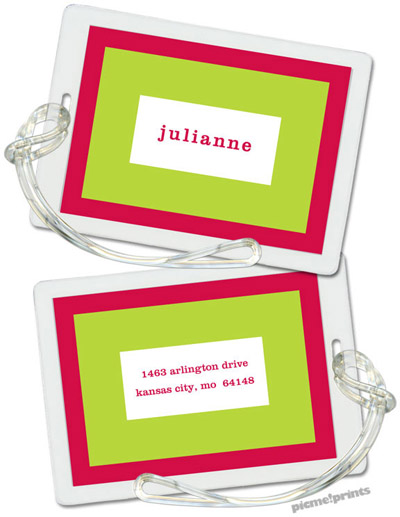 Luggage/ID Tags by PicMe Prints (Bold Bands Watermelon/Chartreuse - Rectangle)