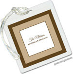 PicMe Prints - Luggage/ID Tags - Chocolate Border Tan (Square)