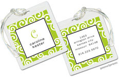 PicMe Prints - Luggage/ID Tags - Happy Scrolls Chartreuse (Square)
