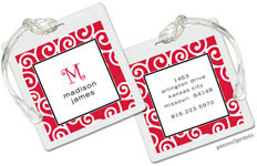 PicMe Prints - Luggage/ID Tags - Happy Scrolls Cherry (Square)