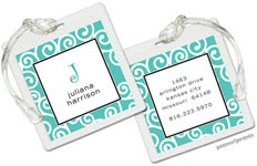 PicMe Prints - Luggage/ID Tags - Happy Scrolls Turquoise (Square)