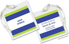 Luggage/ID Tags by PicMe Prints (Bold Bands Chartreuse/Cobalt - Square)