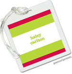 Luggage/ID Tags by PicMe Prints (Bold Bands Watermelon/Chartreuse - Square)