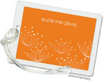 PicMe Prints - Luggage/ID Tags - Dandelions White on Tangerine