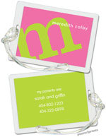 PicMe Prints - Luggage/ID Tags - Alphabet Chartreuse on Bubblegum