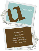 Luggage/ID Tags by PicMe Prints (Alphabet Chocolate on Robin's Egg)
