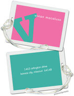 Luggage/ID Tags by PicMe Prints (Alphabet Turquoise on Bubblegum)