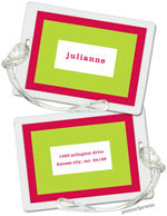 Luggage/ID Tags by PicMe Prints (Bold Bands Watermelon/Chartreuse - Rectangle)