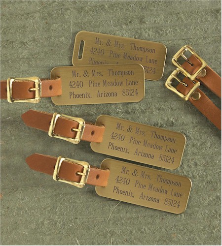 Engravable Luggage ID Tag, Natural Leather